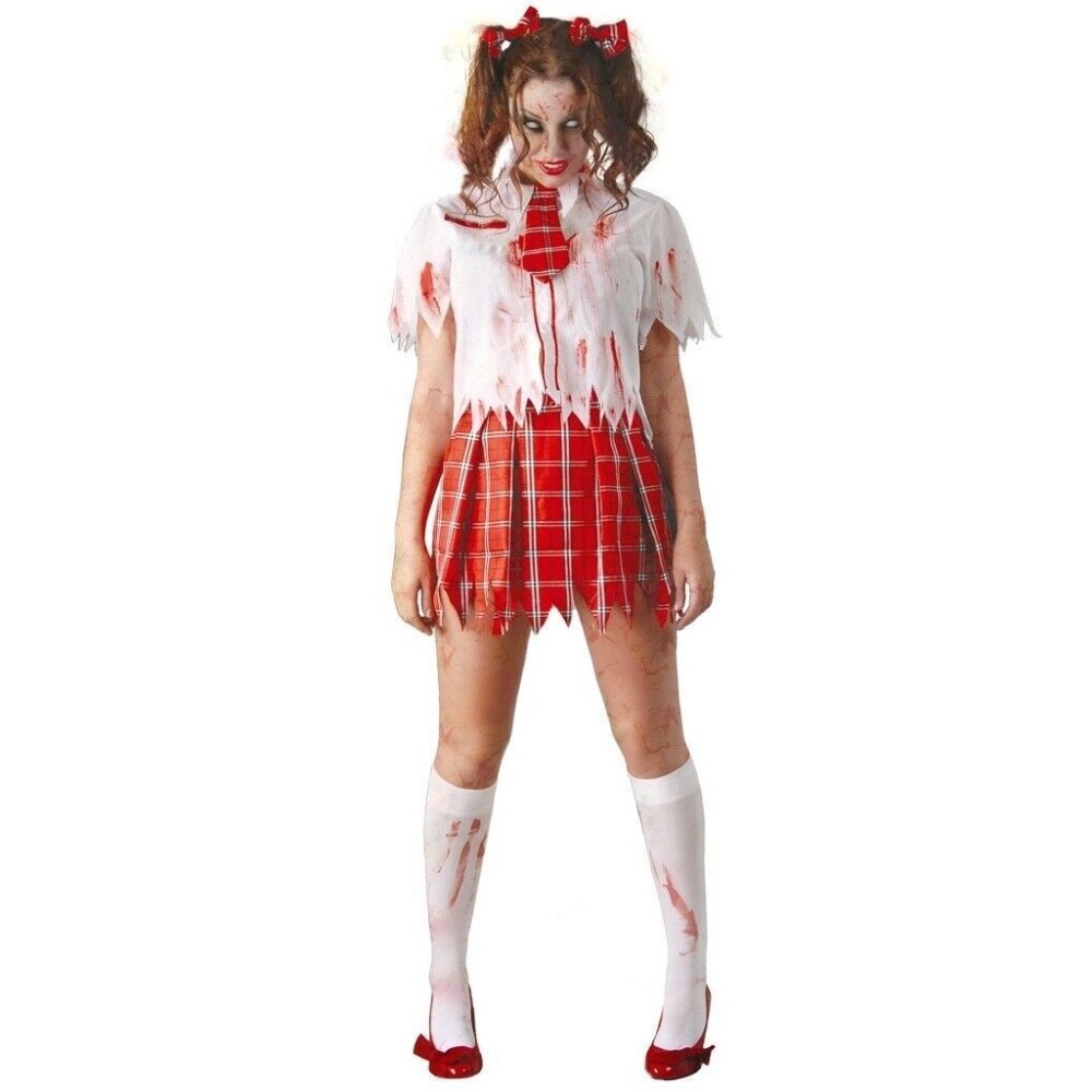Zombie School Girl Fancy Dress Ladies Halloween Walking Dead Costume